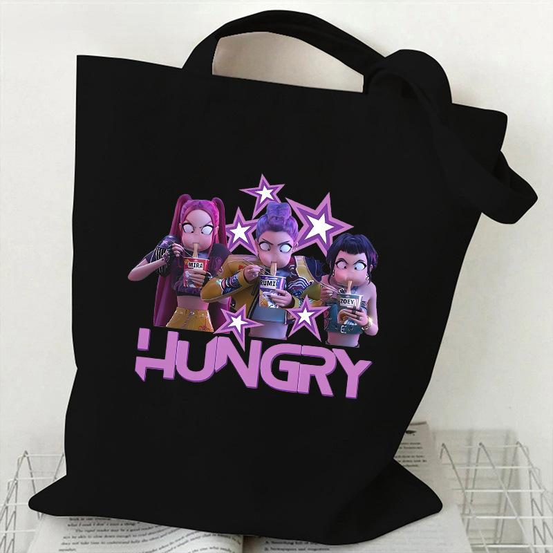 Spot KPOP Demon Hunter Girl Group HUNTRX Printed Canvas Bag Shoulder Student Handbag