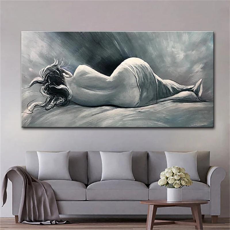 Moderne Frau Schlafender Körper Rückenansicht Kunst Porträt Dekoration Ölgemälde Poster und Druck Raum Leinwand Dekoration Gemälde