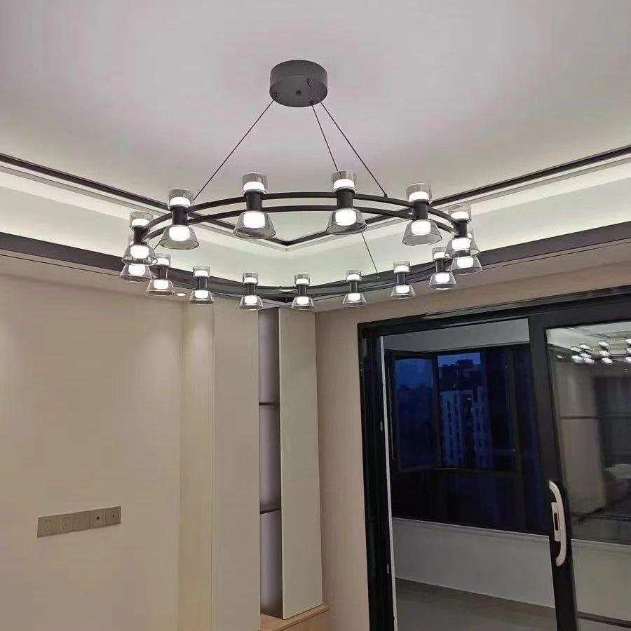 Modern Italian Minimalist Glass Chandelier for Living Room or Bar