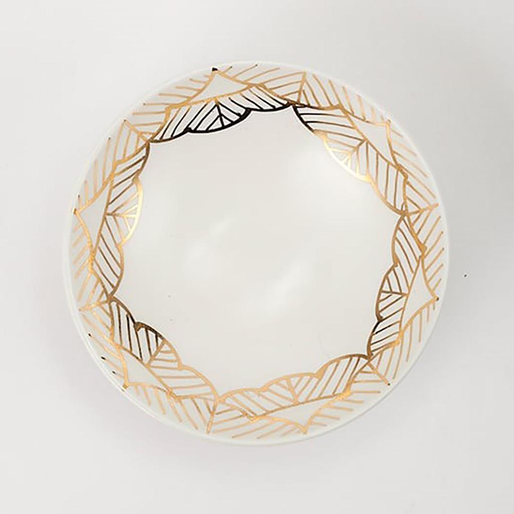 24to3 Sake Cup, Matte White Pine Design, Small, White and Gold, Approx. 7cm