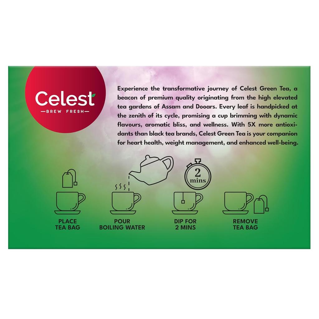 Celest Tulsi Green Tea 100 Bags | Natural Tulsi Green Tea Bags for Wellness and Detox
