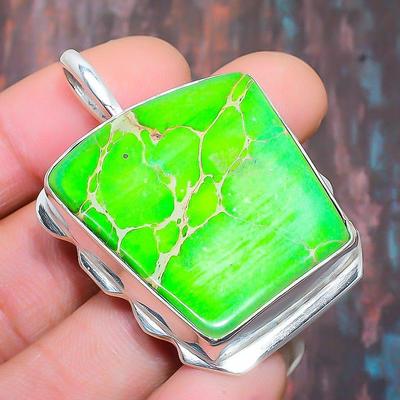 Χειροποίητο μενταγιόν με πολύτιμος λίθος Jasper Sea Sadement από ασήμι 925