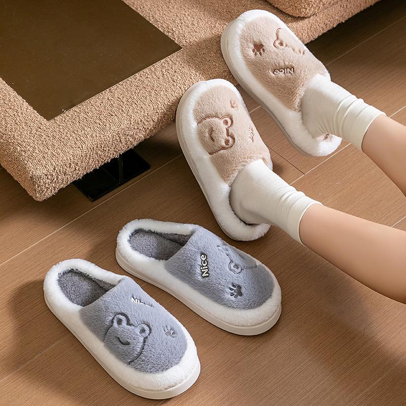 Plush cotton slippers autumn and winter indoor home dormitory hotel thick-soled plush warm couple shoes