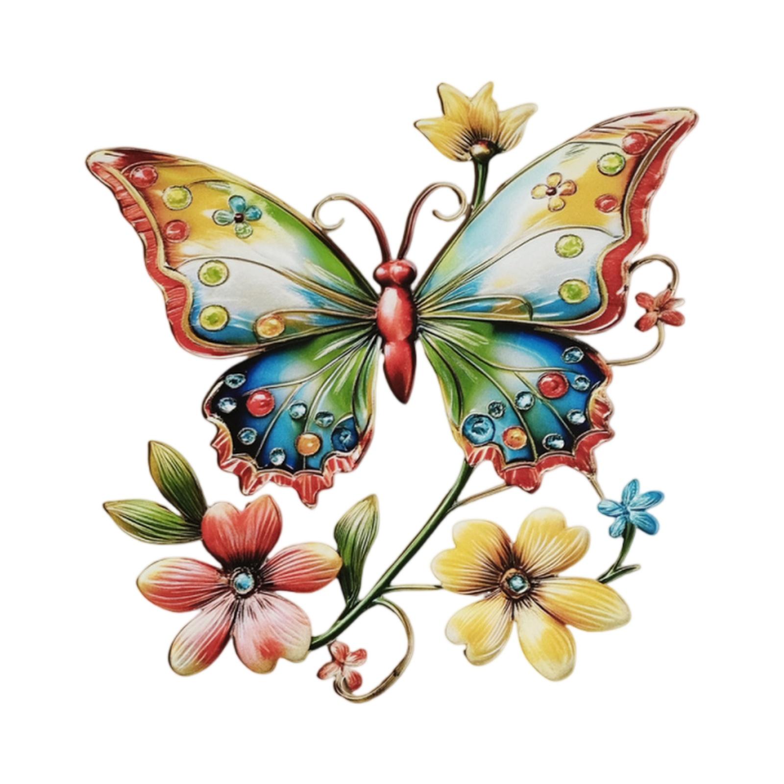 

Metal Butterfly Wall Art Decor with Floral Pattern Decorative Iron Artwork for Living Room Bedroom Office Wall Hanging Sculpture one size