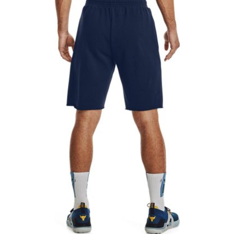Under Armour Solid Logo Drawstring Straight Leg Sports Shorts Men Shorts Dark-Blue 1370454-408