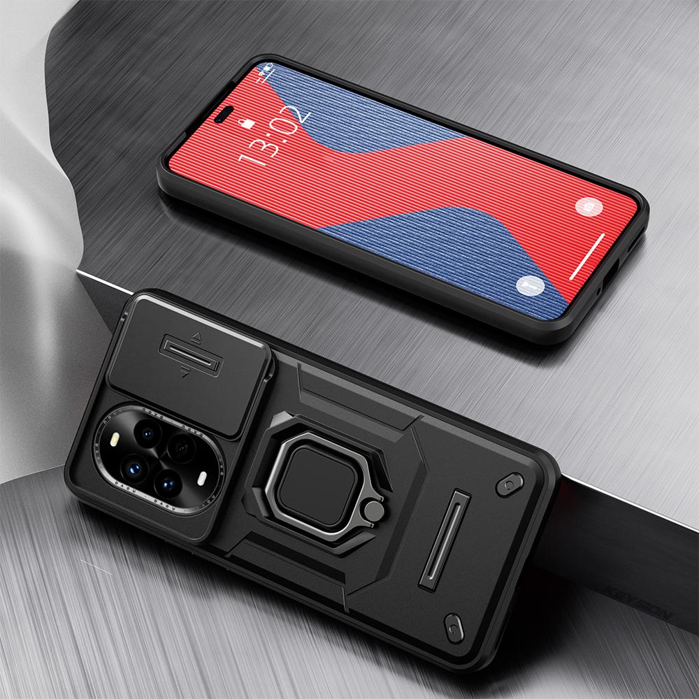 

Противоударный чехол KEYSION для Huawei nova 13 Pro, защитное кольцо для объектива камеры, подставка, задняя крышка для телефона Huawei nova13 13 Pro for Huawei nova 13 Pro чёрный
