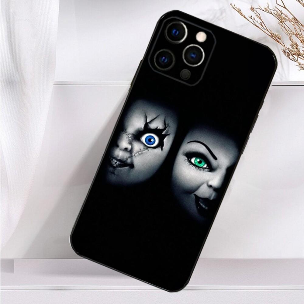 Cute C-Chucky-S F-Film Phone Case For iPhone 16,15,14,13,12,11 Plus,Pro Max,XS,X,XR,SE,Mini,8,7 Soft Silicone Black Cover