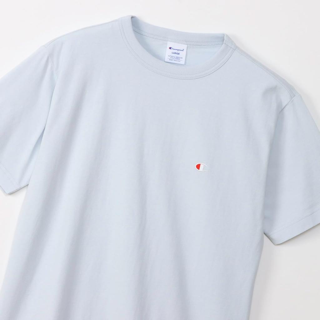 Champion Short Classic COTTON Logo Short Sleeve Pale Sax T-shirt, Sleeve, 100% Cotton, USA, One-point Embroidery, T-shirt, Basic, C3-P300Z/C3-X352L,