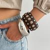 Temperament Bohemian Rivet Bracelet Wide Smudging Wooden Bangle Vintage Hyperbole Retro Hand Ring Decoration