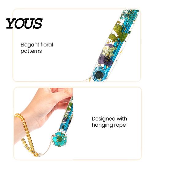 Transparent Handle Crochet Hook Floral Resin Hook, Dried Flower Clear Knitting Tool Ergonomic Metal Head with Beaded Wristlet for Arthritis