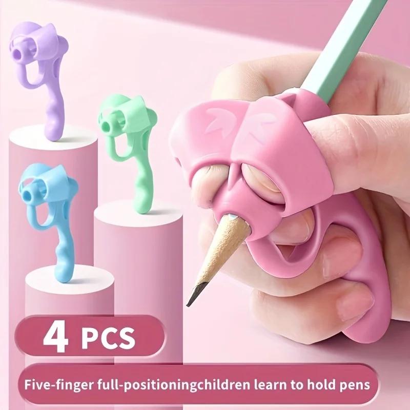 

4pcs Grip Pen Corrector Set Writing Corrector Soft Rubber Writing Posture Grip Pen Handwriting Aid Correction Tool