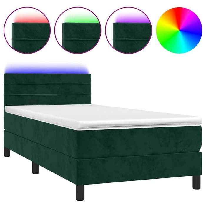 Maison Exclusive - Sommier à lattes de lit et matelas et LED Vert foncé 80x200 cm
