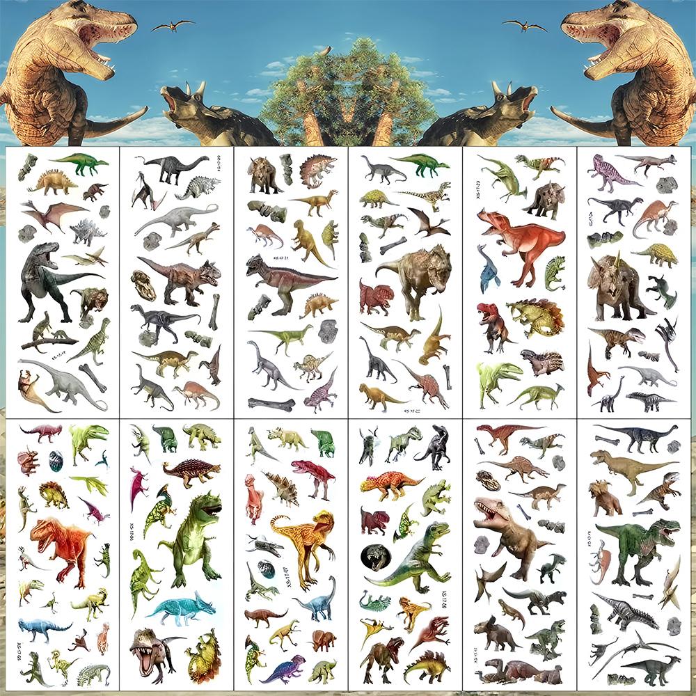 12pcs Dinosaur Bubble Stickers Cool Animal 3D Puffy Bulk Sticker Handmade DIY Hand Account Funny Cartoon Decoration Decals Toys