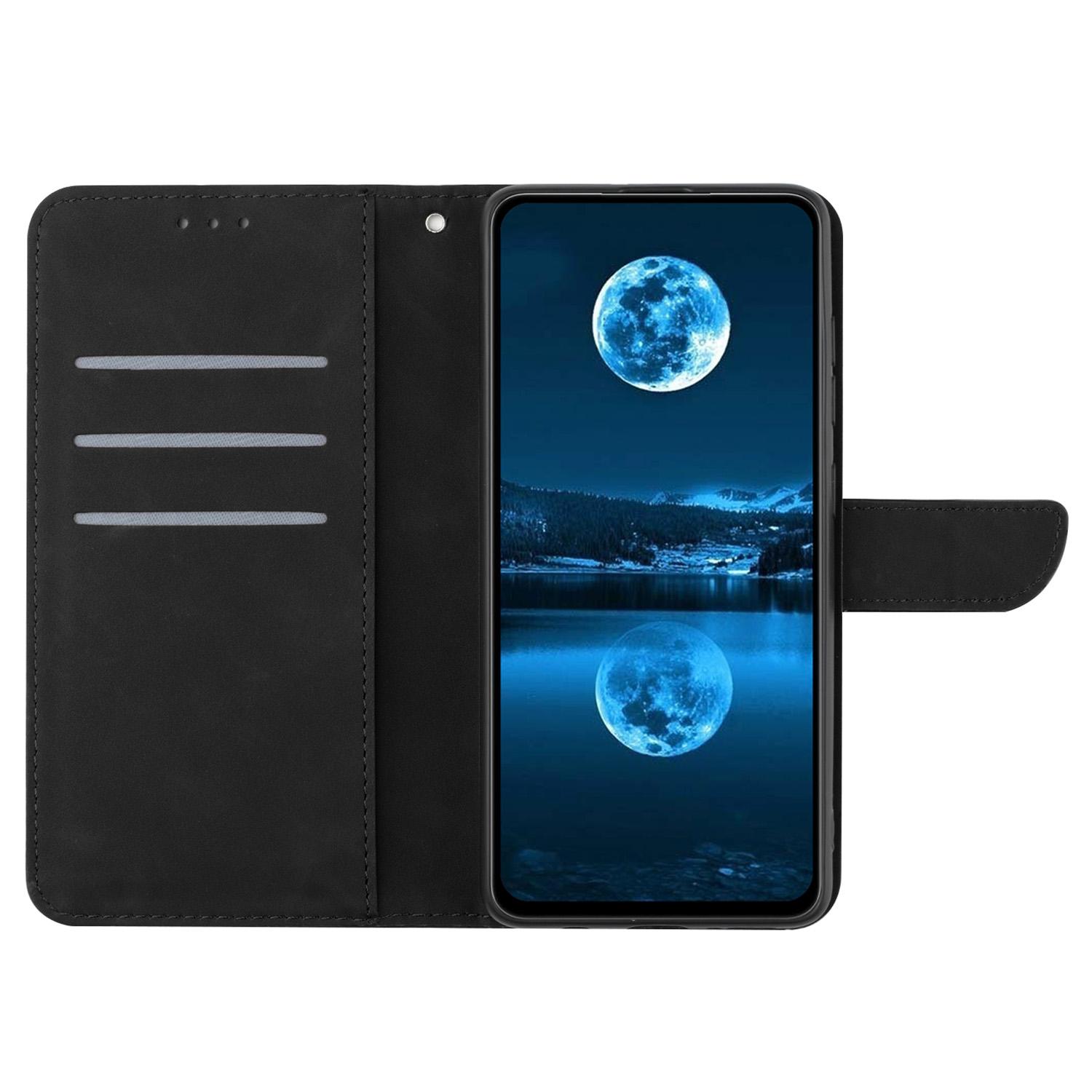 

HT05 For Samsung Galaxy S24 Ultra Case Imprinted PU Leather Viewing Stand Phone Cover Black