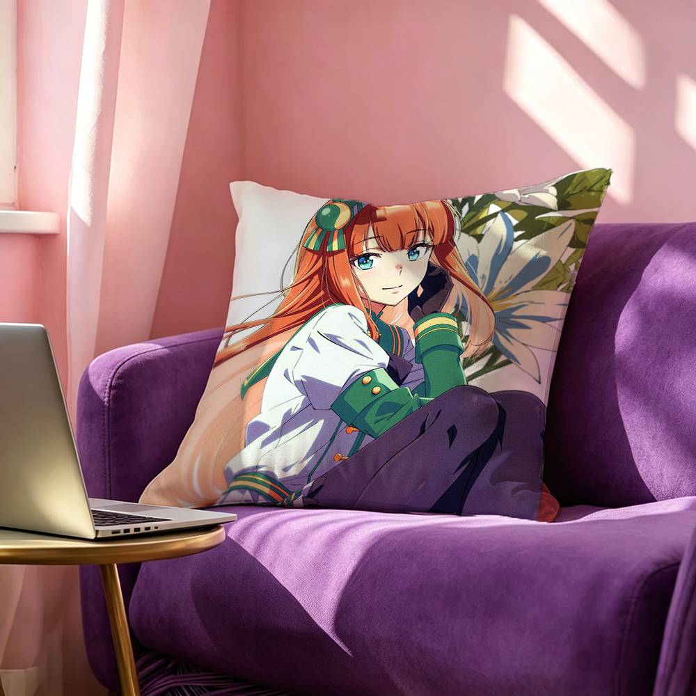 Special Week Silence Suzuka Tokai Teio Vodka Square Double-Sided printed Pillow Case Bedroom Bedside Pillow Sofa Cushion Cover