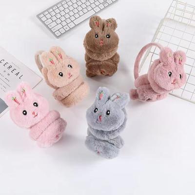 Winter Cute Rabbit Shape Earmuffs Girls Cute Solid Color Warm Earmuffs Outdoor Ear Warmer Soft Earflap Furry Ear Covers