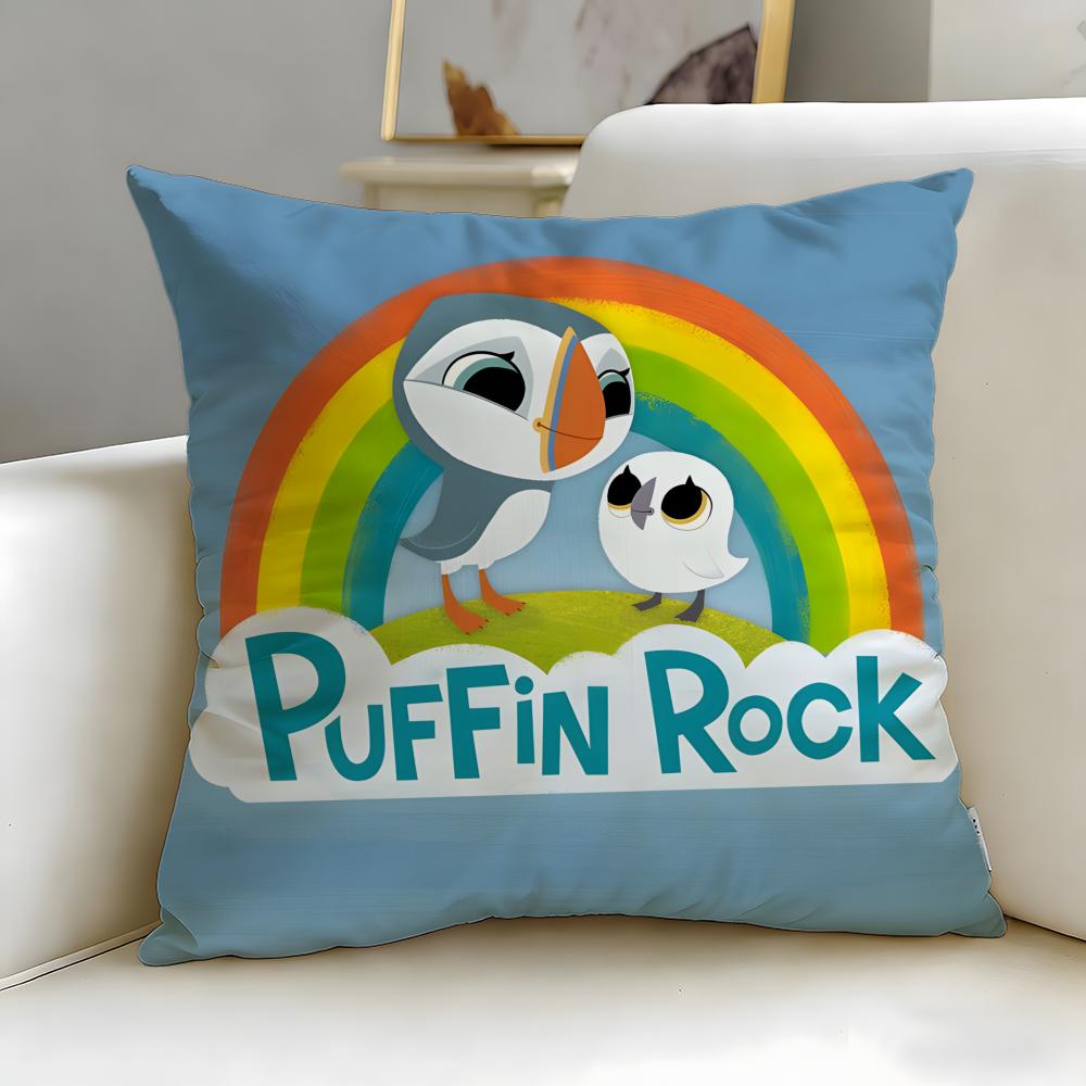 

classic cartoon Puffin Rock Cushion Cover Soft & Easy-Wash Pillow Case – Versatile for Couch, Bed, Travel and Office 30cmx30cm