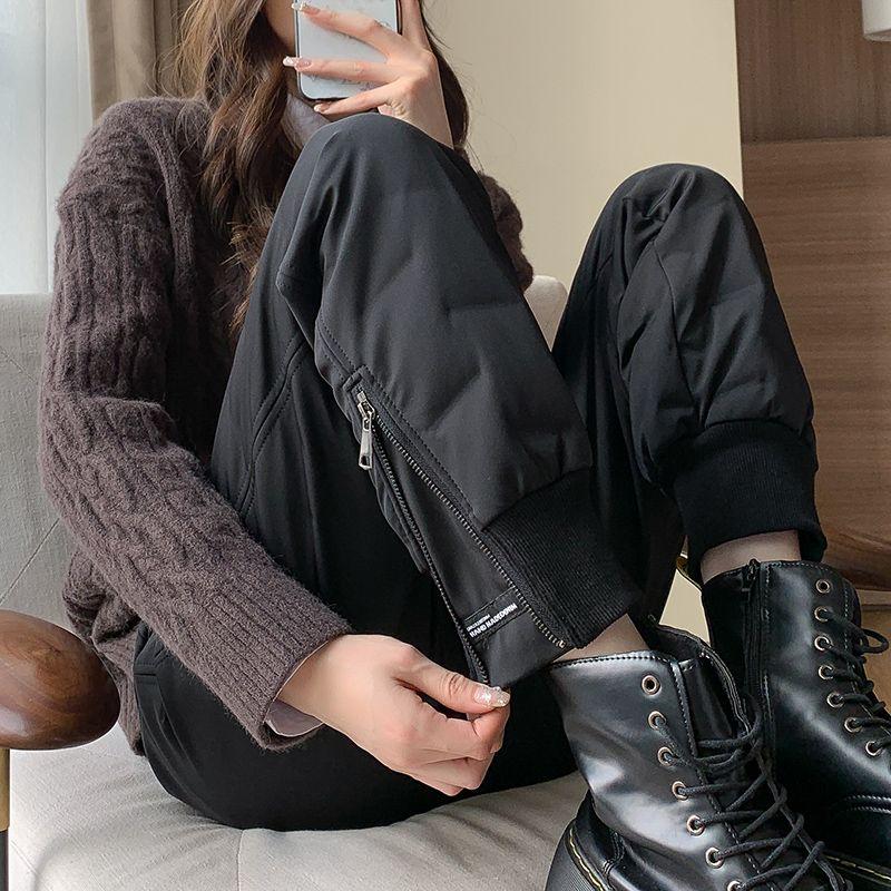 

Утепленные модные зимние брюки для женщин, теплые и стильные хлопковые брюки L чёрный