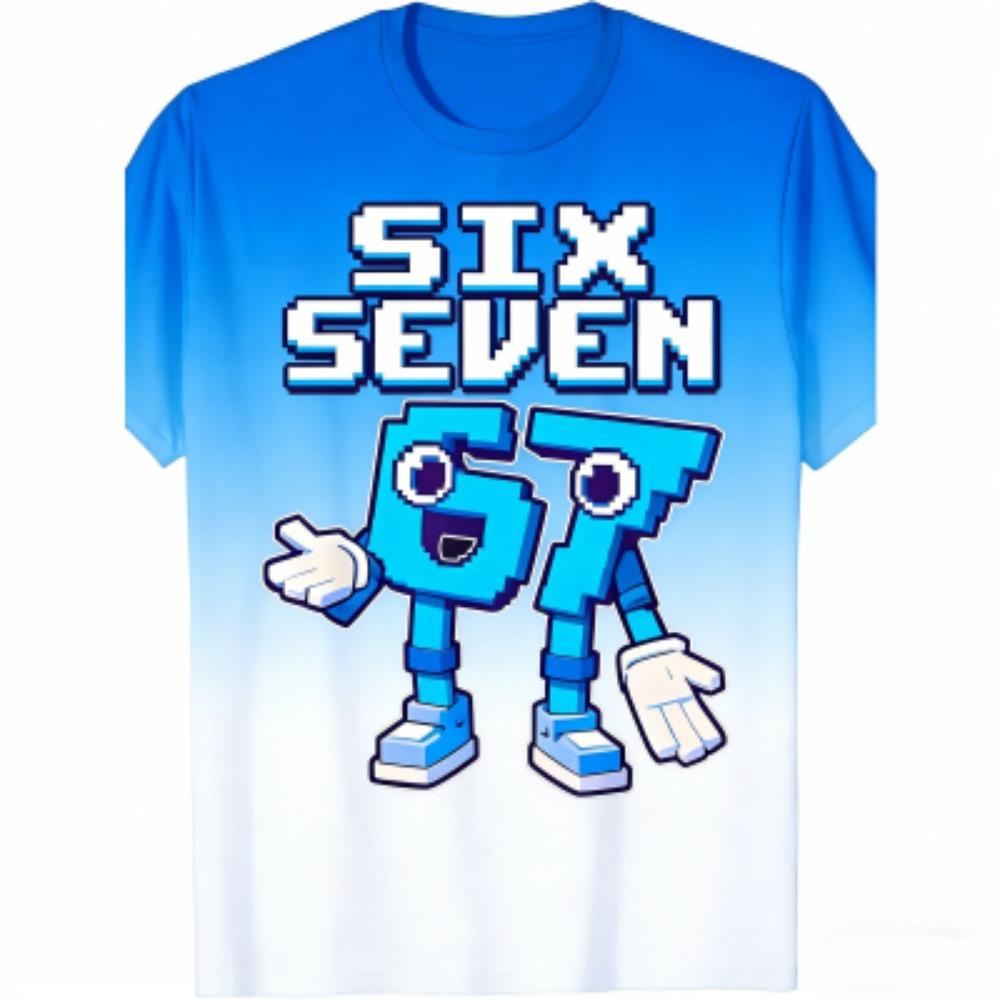 

Summer Fashion Cartoon Six Seven 67 Print Kids T-Shirts Summer Street Short-Sleeve Outdoor Casual Tops for Boy and Girl s Tees Top 100