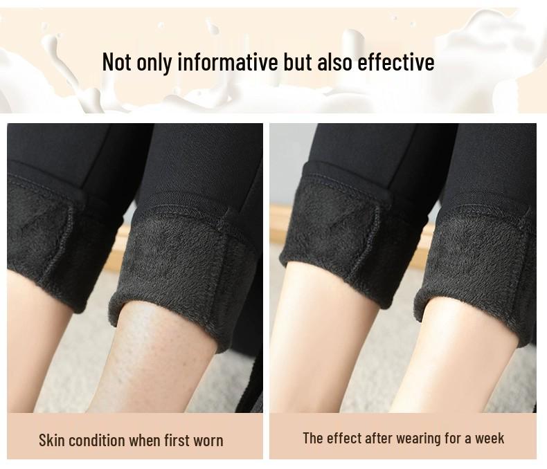 Women's High-Waisted Slimming Black Leggings with Plush Lining for Spring & Autumn 2026 - Tight-Fit, Thickened, Pencil Style.