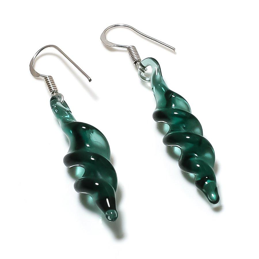 

Серьги из стерлингового серебра 925 пробы с натуральным турмалином индиголитом 2,25 дюйма m4f00