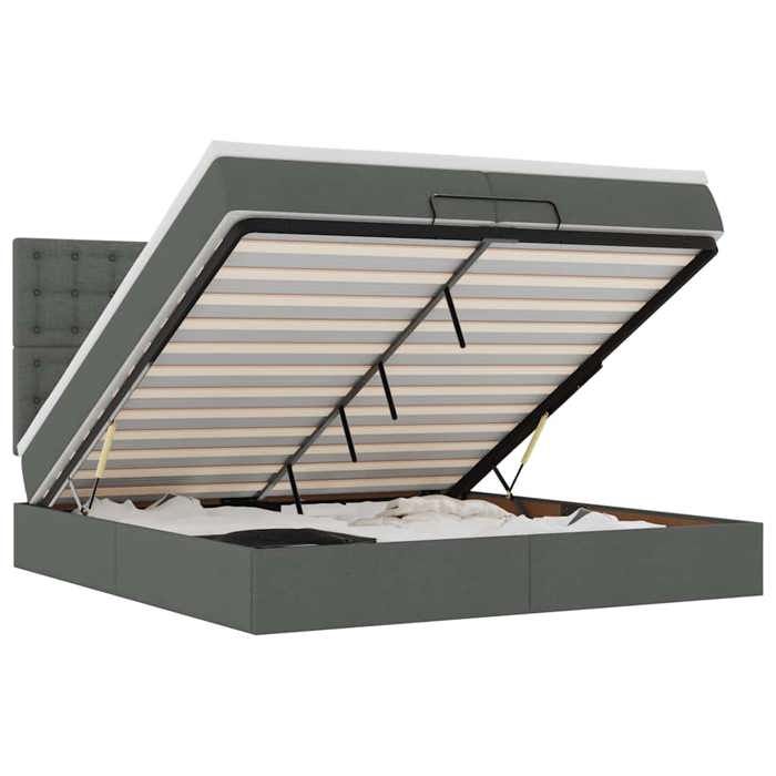 VidaXL Ottoman Bed Frame with Mattress Dark Grey 200x200cm Fabric, Bed Frame, Upholstered Bed Frame, Bed Frame 3313349