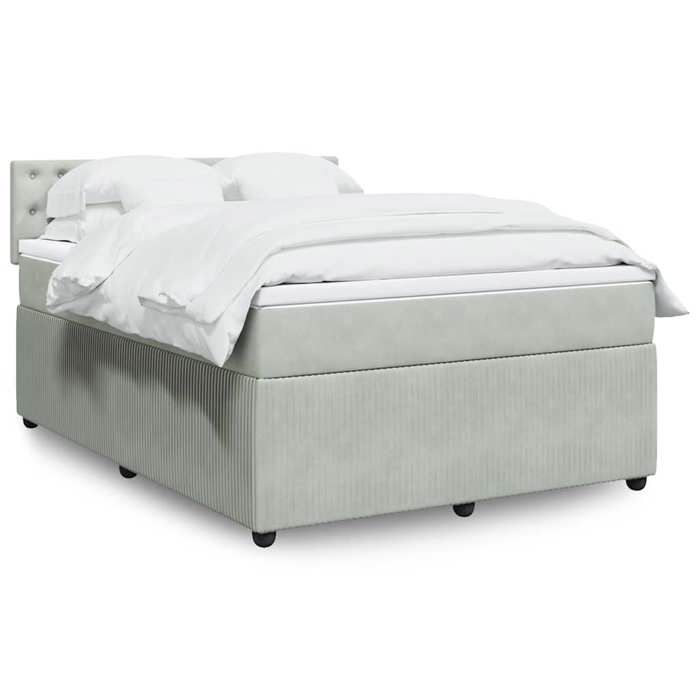 Maison Exclusive - Sommier à lattes de lit et matelas Gris clair 160x200cm Velours