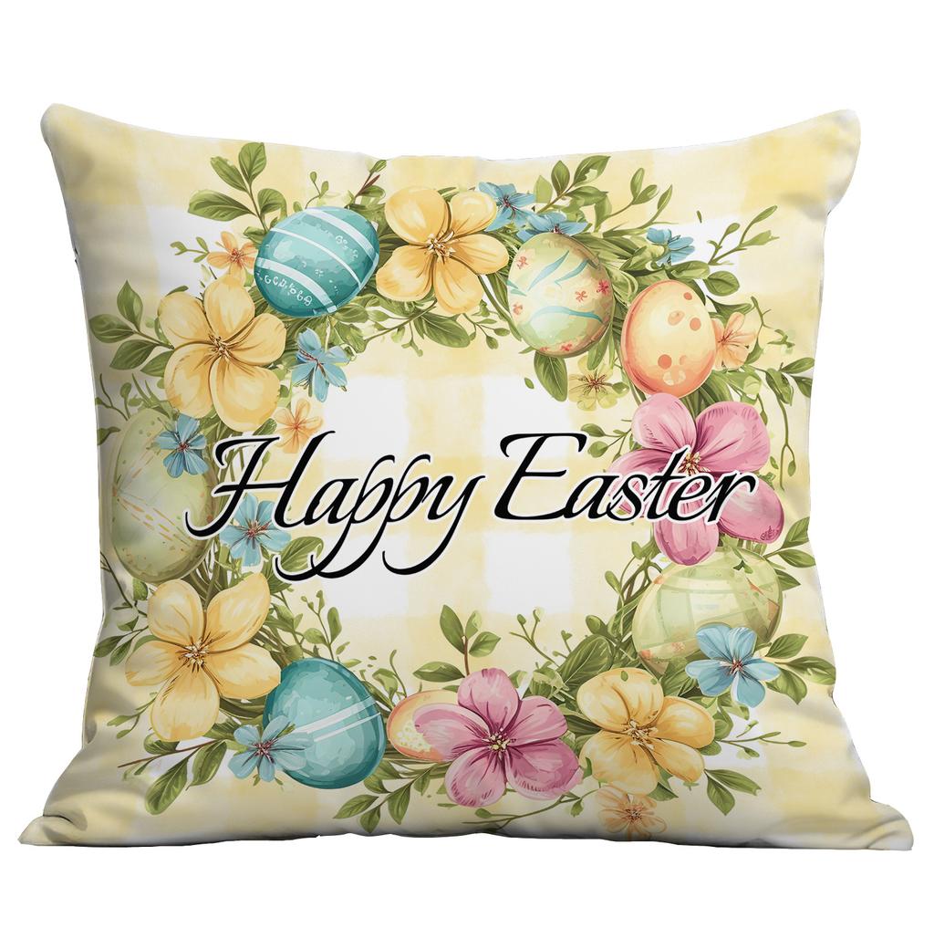 Neue Oster-Kissenhülle Pfirsichleder Vintage Bedruckt Hase Osterei Sofa Dekoration Kissen Kissenbezug
