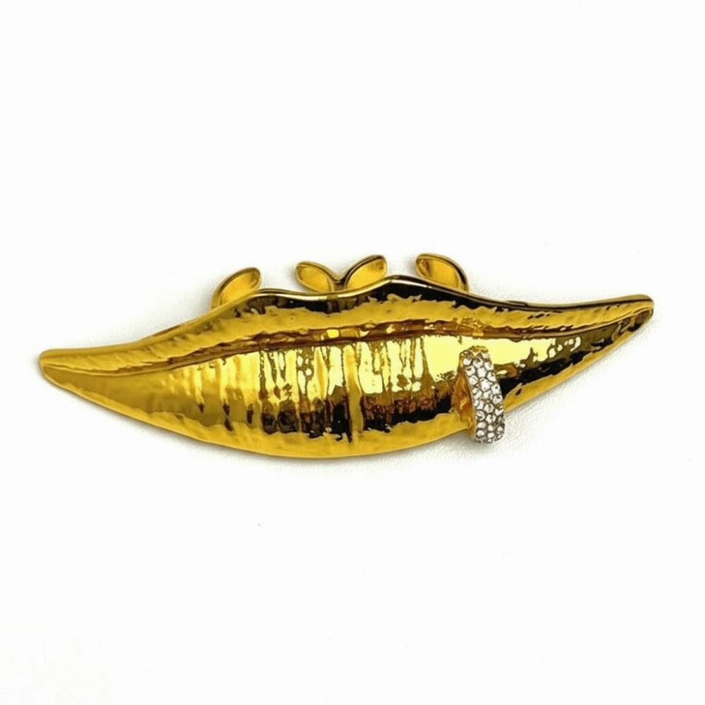 

Exaggerated Big Lips-Shaped Ring Metal Plated Finger Jewelry Funny Lips Open Ring for Women золотий
