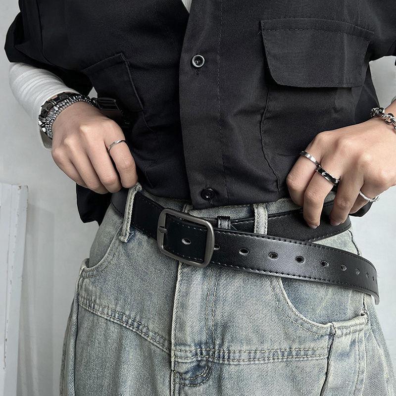 Casual Denim Youthful Belt Crafted From Durable Cowhide In Elegant Black For Looks Fashionable