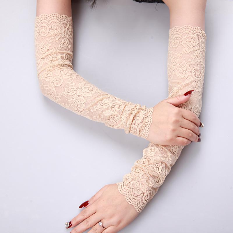 1Pair Summer Lace Long Sleeves Anti-Sunburn Arm Cover Women Breathable Hollow Hand Sleeves Driving Arm Sleeve Fingerless