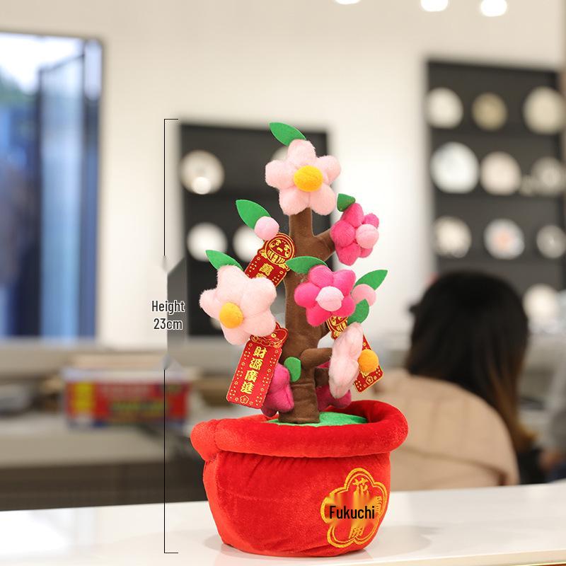 2026 New Year Desktop Ornament: Orange Tree & Peach Blossom Scene Decor for New Year's Day and Spring Festival.