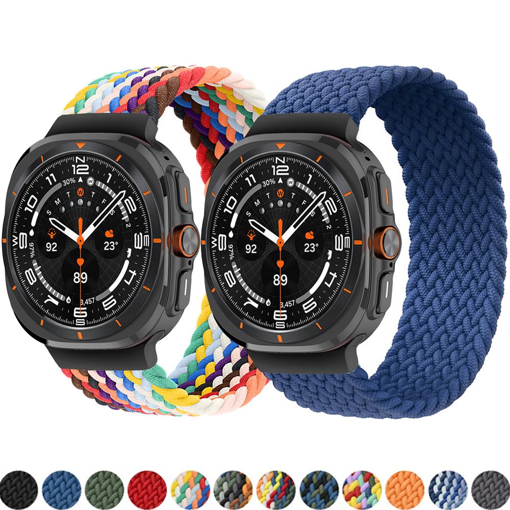 Braided Solo Loop for Samsung Galaxy Watch Ultra Strap 47mm Accessories Sport Nylon Belt Bracelet Galaxy Watch 7 Ultra Band 47mm