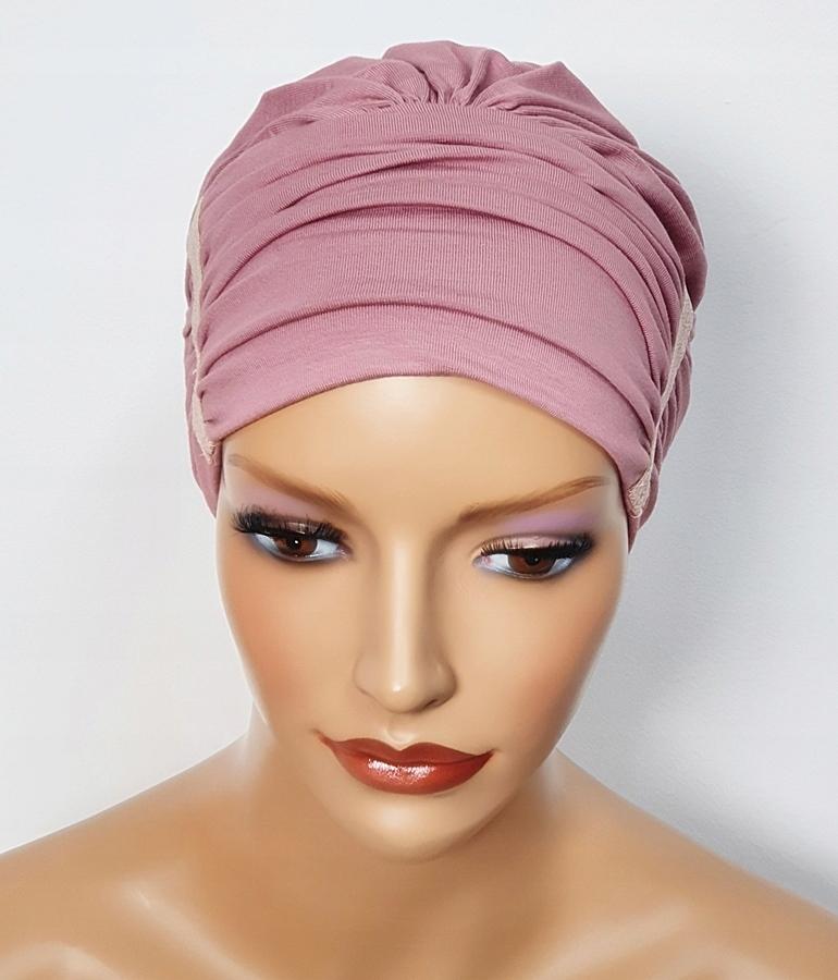 Mona Pink Turban Bamboo Crinkled Hat Without Pattern For Every Woman