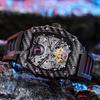 Durham Weida Men's Tonneau Skeleton Tourbillon Automatic Watch with Rubber Strap.