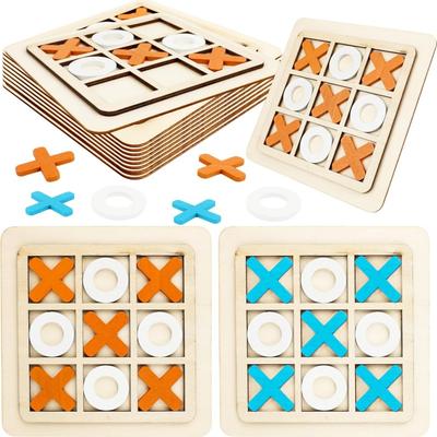 Tic-Tac-Toe-Spiel aus Holz, Puzzlevorlagen, XO-Tischschachspiel, Brettspiel für Kinder, Familienaktivitäten, Lernspielzeug, Geburtstagsgeschenk