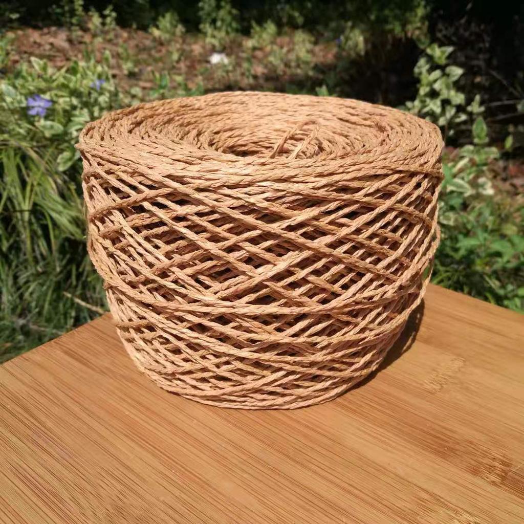 150g Natural Cotton Raffia Yarn for Hand Crochet Knitting Summer Hats Bags Diy Straw Sandals Fluffy Paper Grass Thread Beige