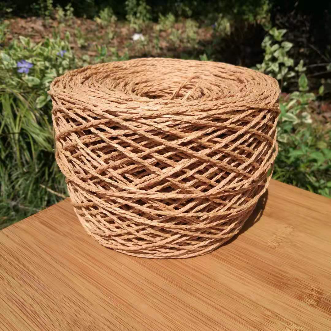 

150 г Натуральная Хлопковая Рафия Пряжа для Ручного Вязания Крючком Летних Шляп Сумок Diy Соломенных Сандалий Пушистая Бумажная Трава Нить Бежевая