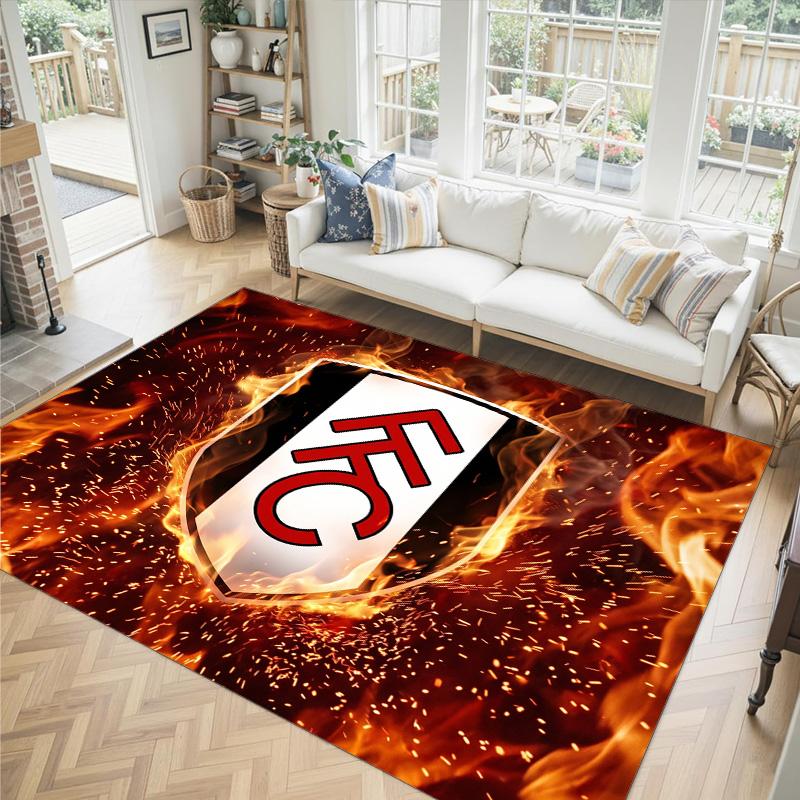 Fulham Football Design Crystal Velvet Carpet Cozy Non?Slip Printed Rug For Bedroom Living Room Entrance