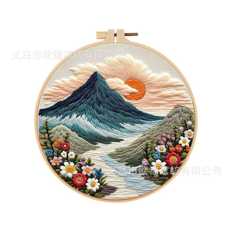 New Landscape Embroidery Diy Handmade Material Bag Fabric Creative Handmade Needle And Thread Set