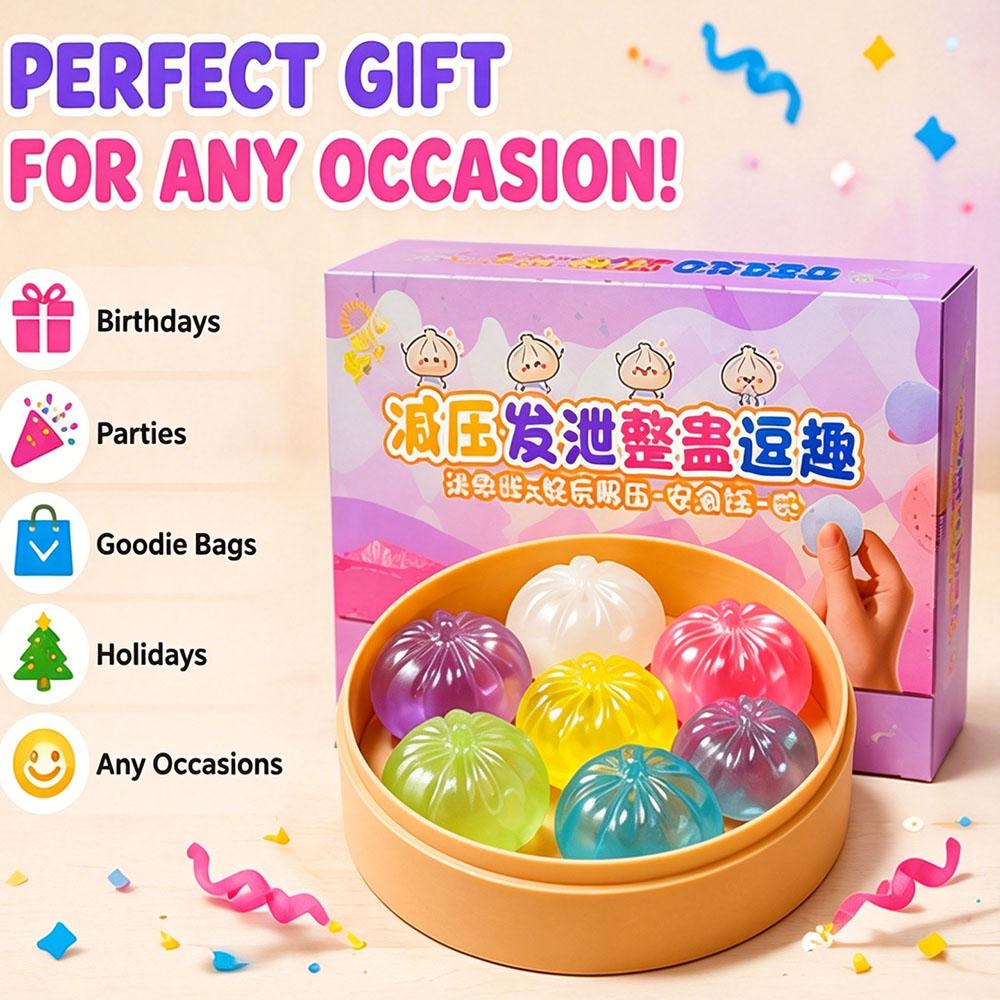 6Pcs Mini Lucky Bao Bun Squishy Squeeze Fidget Sensory Slow Rising Anti Stress Relief Office Desk Gadget Novelty Gift Set