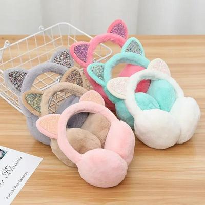 Schöne, warme Katzen-Ohrenwärmer für den Winter, Glitzerohren, Plüsch-Ohrenschützer für Damen, verspielte Ohrenschützer, Kälteschutz, warm, heiß