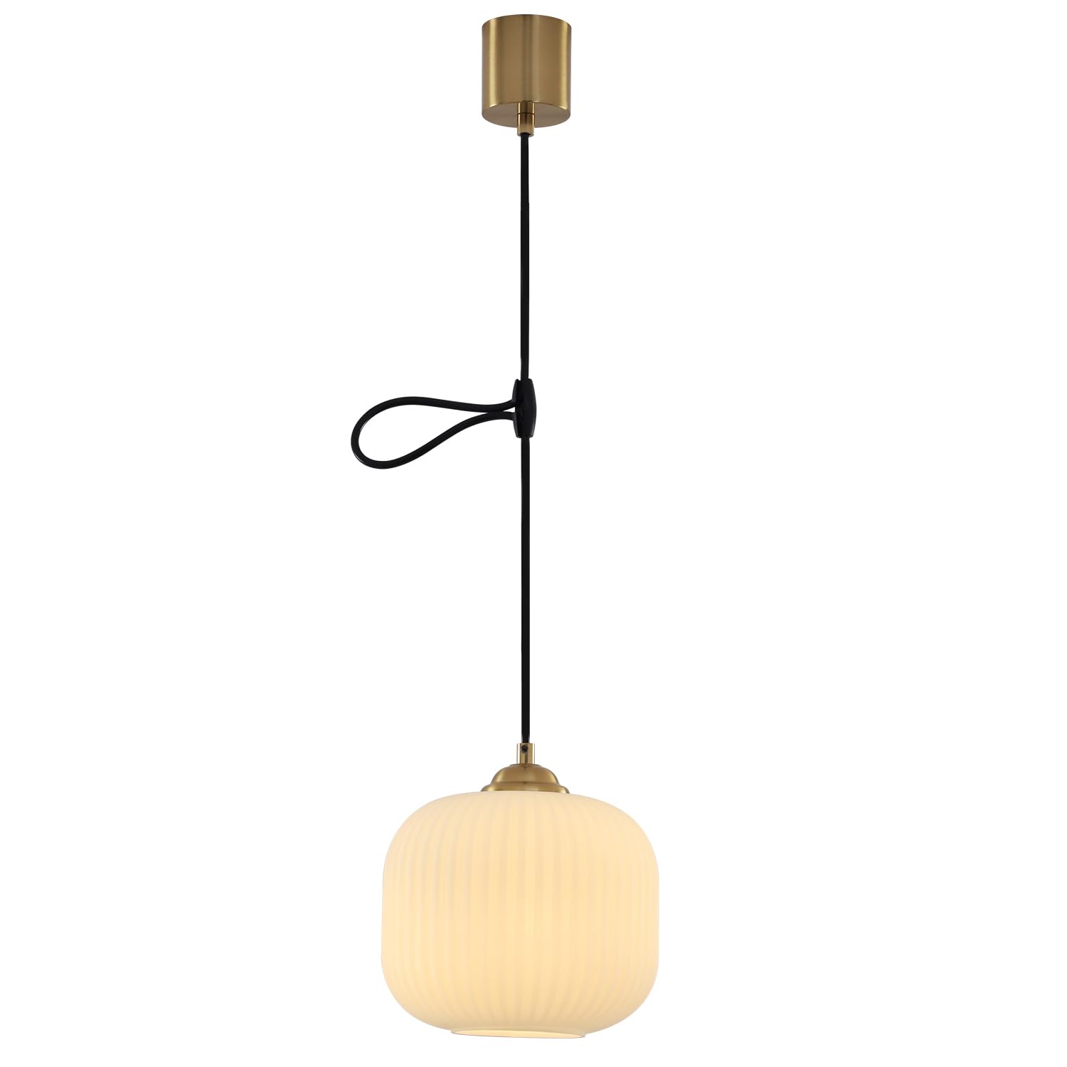 

KCO Lighting Nordic Modern Pendant Light, Height Adjustable, Milk Glass Shade, Ceiling Mount, E26 Base, Three-Color Dimmable, LED Compatible, Stylish