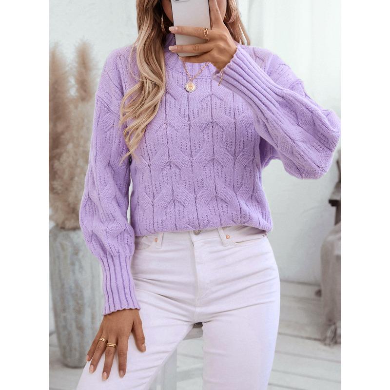 Women's Half-neck Twist Knit Autumn and Winter Loose Cable Pullover Sweater