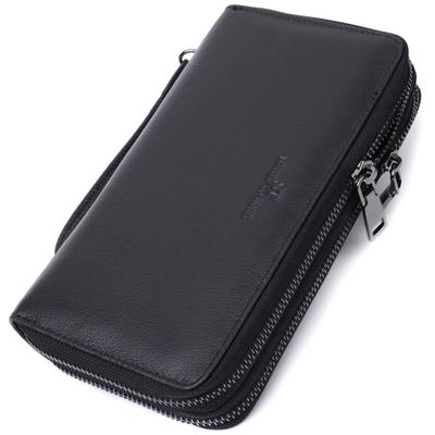 Stylish Men's Clutch with Two Compartments Made of Genuine Leather ST Leather 22700 Black
