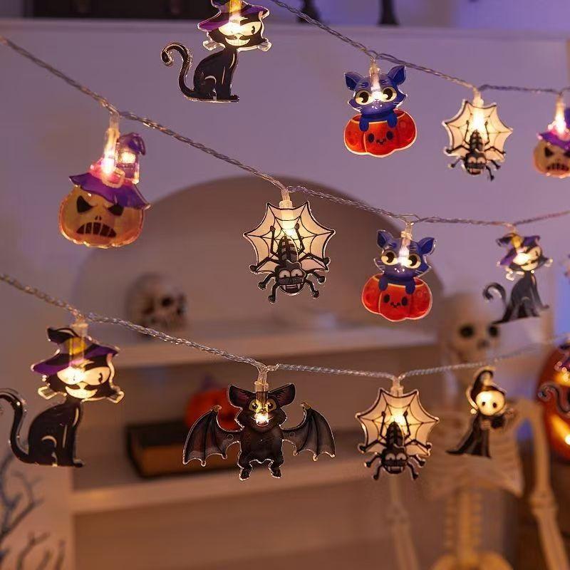 

Colorful Lantern Halloween Pumpkin Lantern String Bat Ghost Hand Horror Ghost Festival Field Festival Decoration String Lights 1.5M USB 10 light