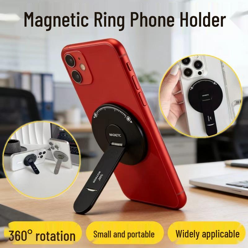 Ultra-thin Magnetic Desktop Phone Holder and Ring Stand for All Phones
