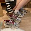 Platform Dad Shoes for Women 2025 Autumn and Winter New Retro Versatile Casual Ankola Red and Silver Heightening Sneakers for Women