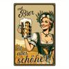 Putuo Decor Vintage German "Mit Bier" Metal Tin Sign - Universal Seasonal Wall Art Decor for Home, Farmhouse, Club, Pub - Retro