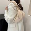 Plush Furry Shoulder Bag For Women With Zipper Closure And Mobile Pocket For Daily Use